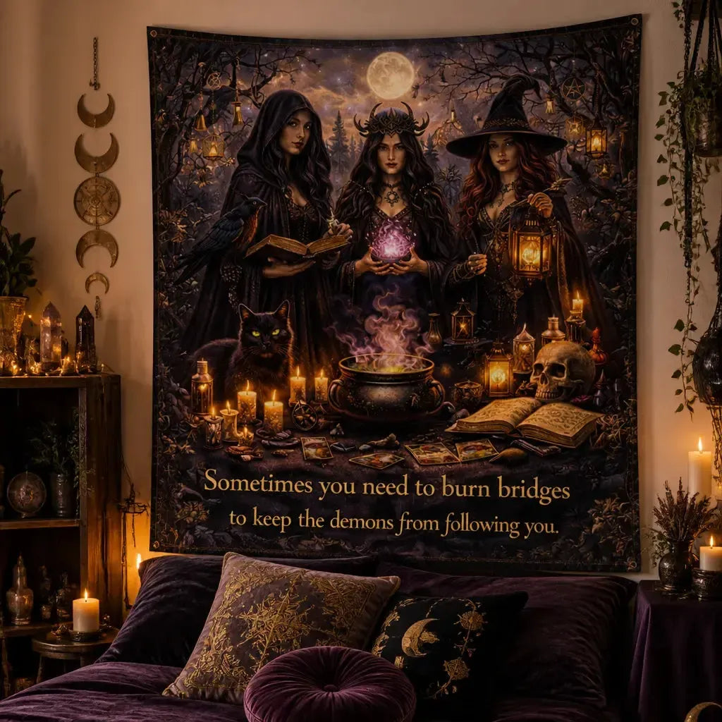 Forest Witches Gothic Tapestry for Halloween Occult Witch Wall Hanging_mockup_1.webp