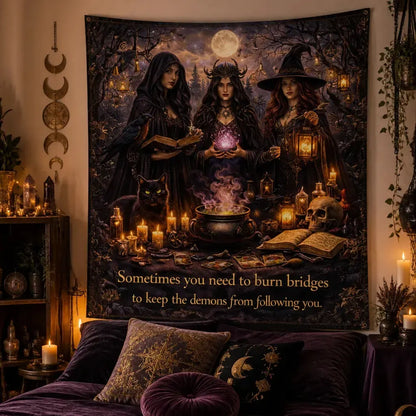 Forest Witches Gothic Tapestry for Halloween Occult Witch Wall Hanging_mockup_1.webp