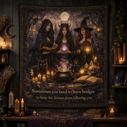 Forest Witches Gothic Tapestry for Halloween Occult Witch Wall Hanging_mockup_2.webp