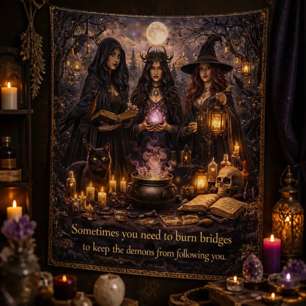 Forest Witches Gothic Tapestry for Halloween Occult Witch Wall Hanging_mockup_3.webp