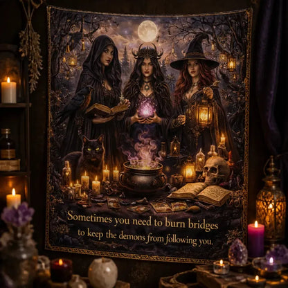 Forest Witches Gothic Tapestry for Halloween Occult Witch Wall Hanging_mockup_3.webp