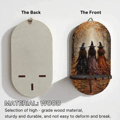 Forest Witches Wall Shelf for Crystals & Candles – Wooden Halloween Floating Shelf Witchy Altar Decor-MoonChildWorld