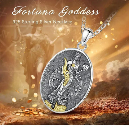 Fortuna Goddess Necklace, 925 Silver Roman Coin Pendant, product view 5 of 8