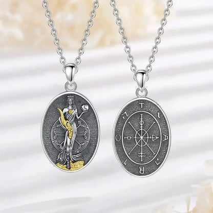 Fortuna Goddess Necklace, 925 Silver Roman Coin Pendant, product view 4 of 8