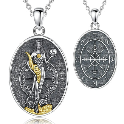 Fortuna Goddess Necklace, 925 Silver Roman Coin Pendant, product view 6 of 8