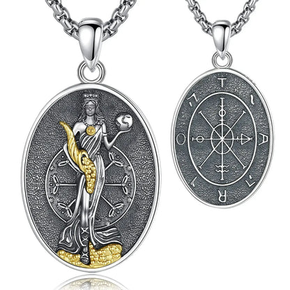 Fortuna Goddess Necklace, 925 Silver Roman Coin Pendant, product view 7 of 8