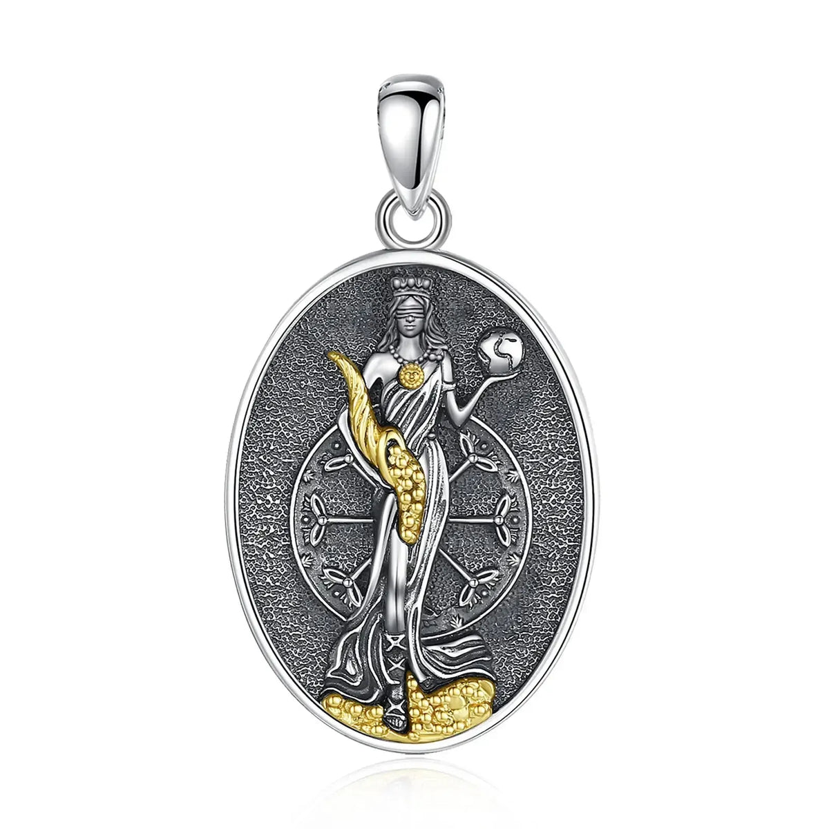 Fortuna Goddess Necklace, 925 Silver Roman Coin Pendant, product view 8 of 8