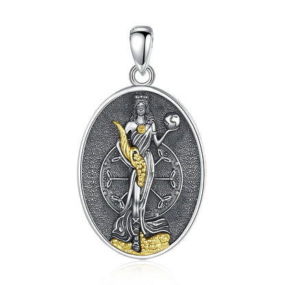 Fortuna Goddess Necklace, 925 Silver Roman Coin Pendant, product view 8 of 8