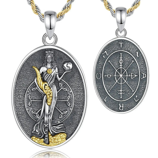 Fortuna Goddess Necklace, 925 Silver Roman Coin Pendant, product view 1 of 8
