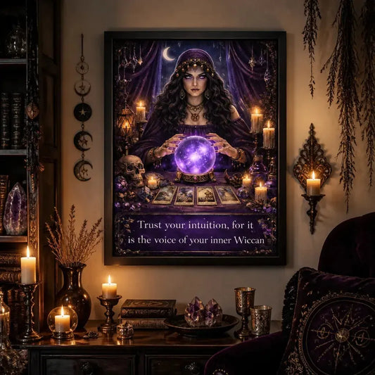 Fortune Teller Canvas Wall Art Sacred Decor - Witchy Black Framed Art Print for Wicca Altar_mockup_1.webp
