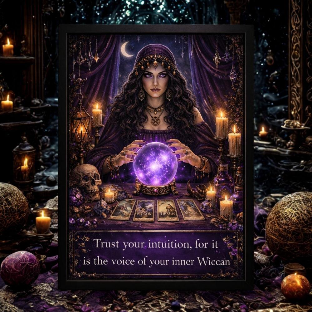 Fortune Teller Canvas Wall Art Sacred Decor - Witchy Black Framed Art Print for Wicca Altar-MoonChildWorld