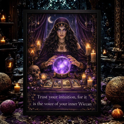 Fortune Teller Canvas Wall Art Sacred Decor - Witchy Black Framed Art Print for Wicca Altar-MoonChildWorld