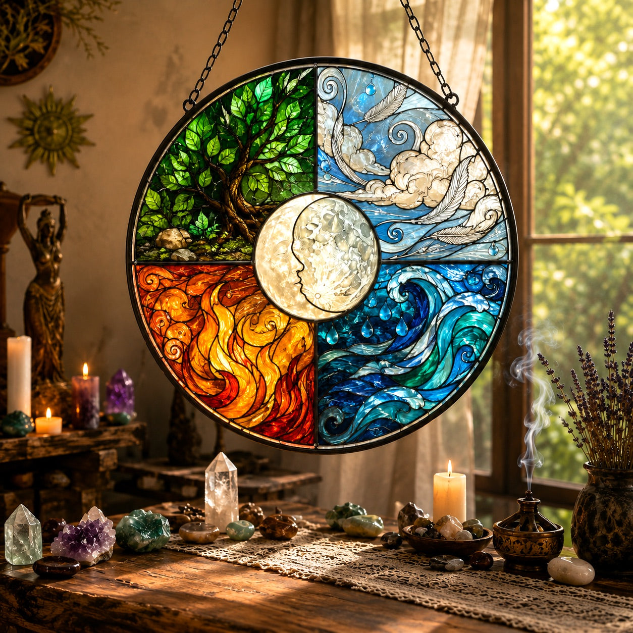 Four Elements Glass Suncatcher - sunlight glow