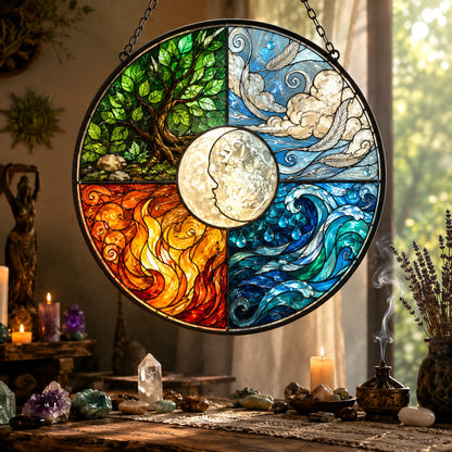 Four Elements Glass Suncatcher - window display