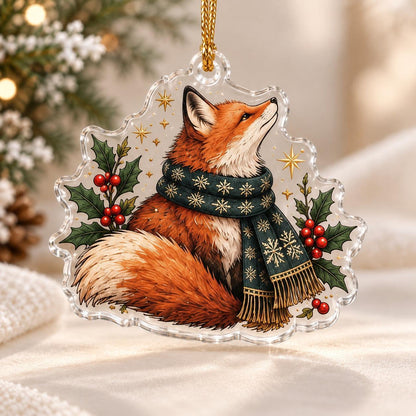 Fox Familiar Woodland Acrylic Ornament Set – Witchy Yule Christmas Decor – Winter Scarf Fox ornament