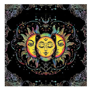 (Free Bag) Sun Moon Altar Tarot Card Tablecloth Wicca Altar Cloth-MoonChildWorld