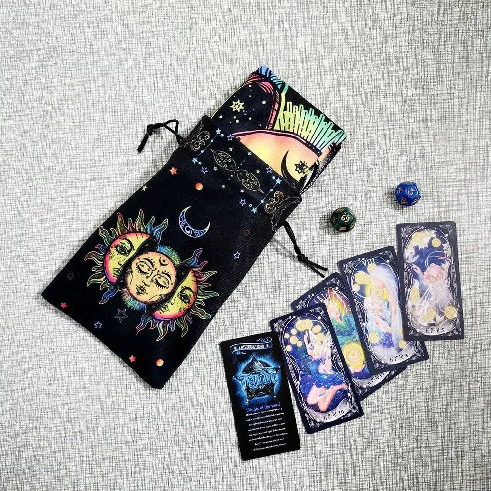 (Free Bag) Sun Moon Altar Tarot Card Tablecloth Wicca Altar Cloth-MoonChildWorld