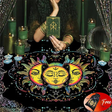 (Free Bag) Sun Moon Altar Tarot Card Tablecloth Wicca Altar Cloth-MoonChildWorld