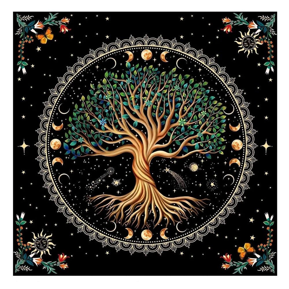 (Free Bag) Tree of life Altar Tarot Card Tablecloth Pagan Altar Cloth-MoonChildWorld