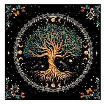 (Free Bag) Tree of life Altar Tarot Card Tablecloth Pagan Altar Cloth-MoonChildWorld