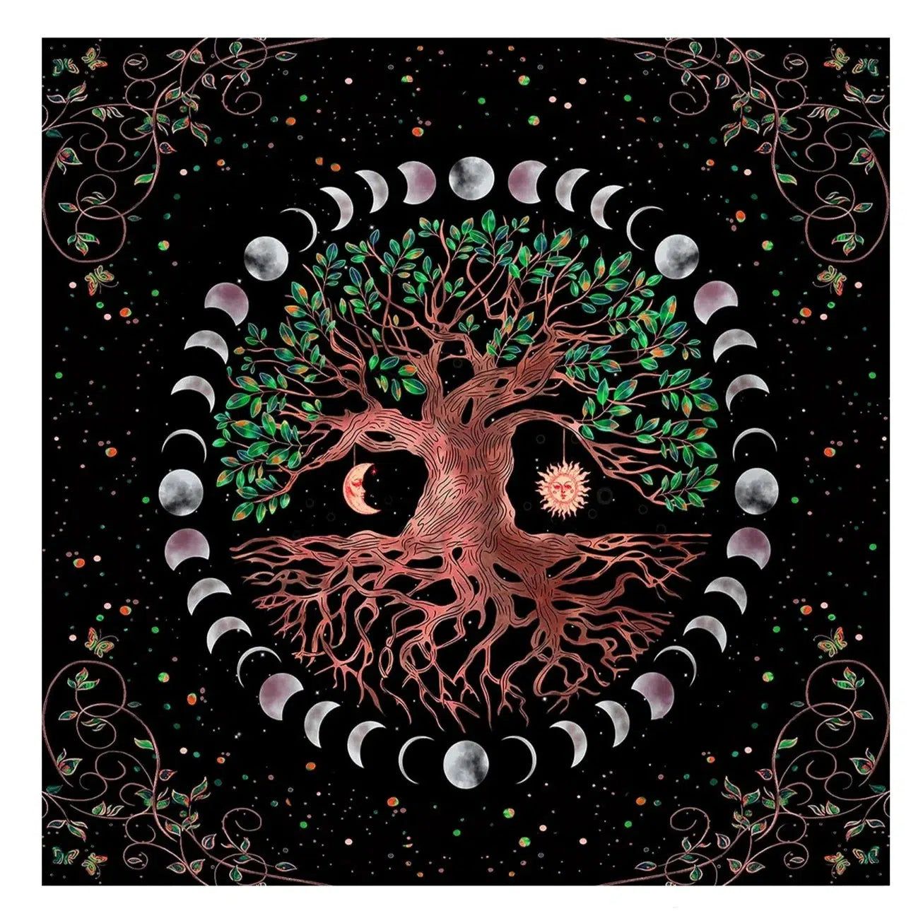 (Free Bag) Tree of life Altar Tarot Card Tablecloth Pagan Altar Cloth-MoonChildWorld