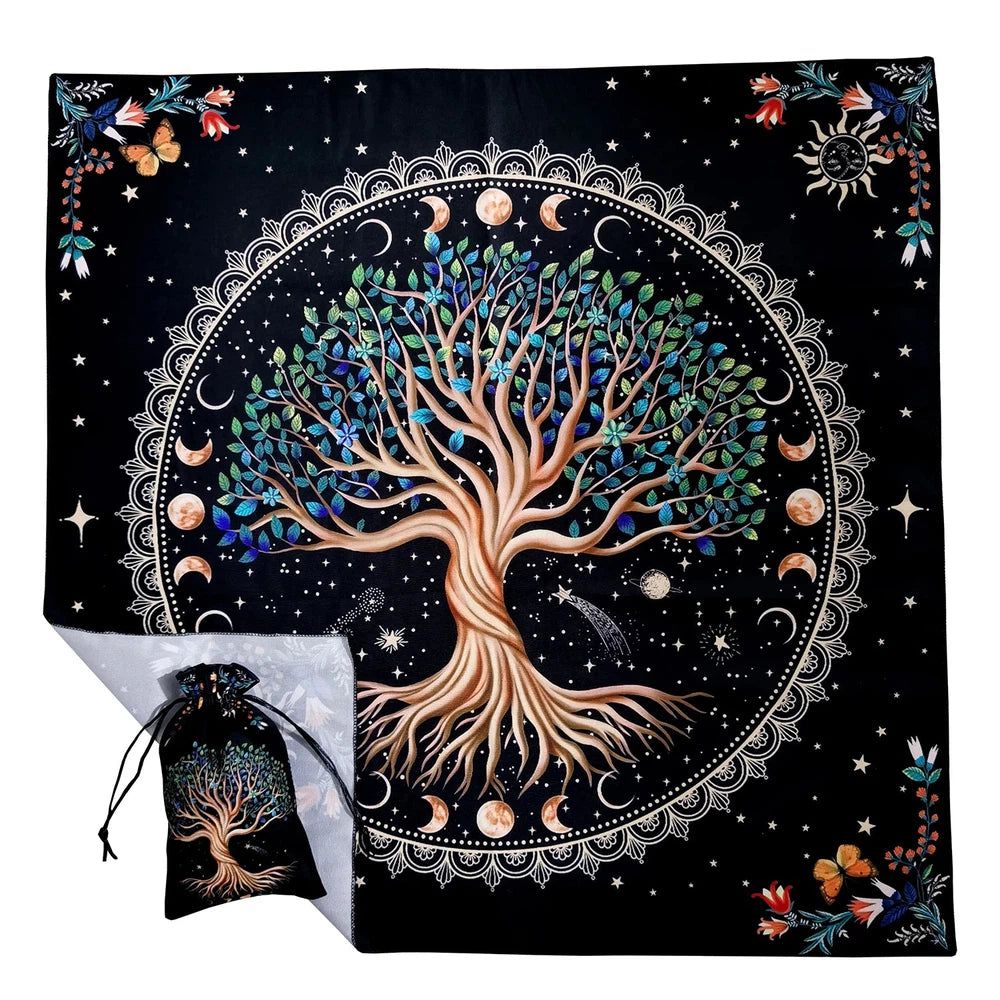 (Free Bag) Tree of life Altar Tarot Card Tablecloth Pagan Altar Cloth-MoonChildWorld