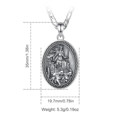 Freya pendant size diagram, 35 by 19.7 mm