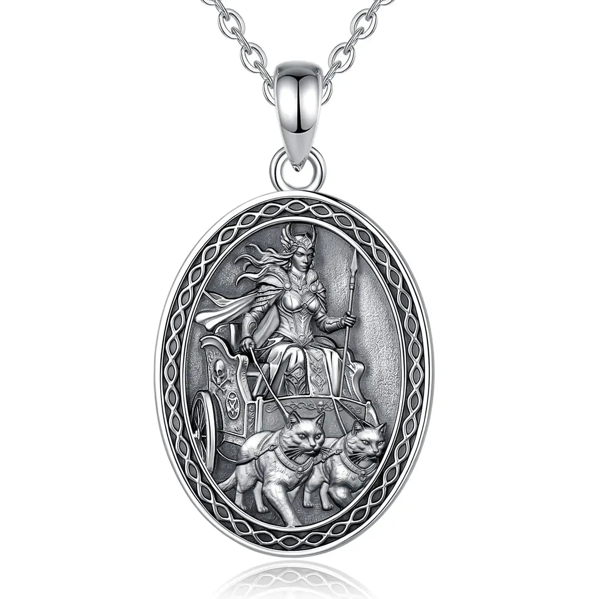 Freya goddess necklace front view on white