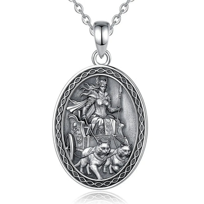Freya goddess necklace front view on white