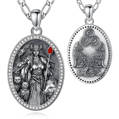 Freya goddess necklace presented in a gift box