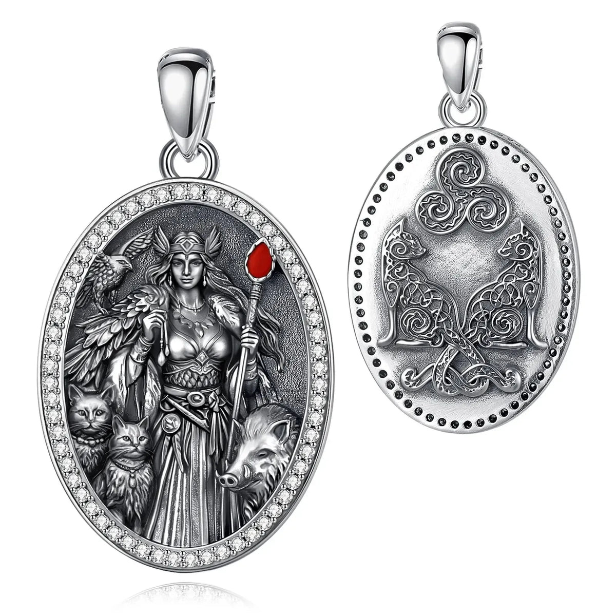 Size reference for the sterling silver Freya goddess necklace