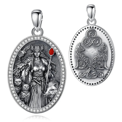 Size reference for the sterling silver Freya goddess necklace