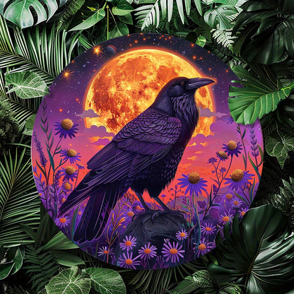 Full Moon Crow Wall Sign Black Raven Metal Sign Mystic Home Decor Decorative Wall Hanging-MoonChildWorld