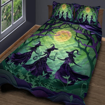 Full Moon Forest Witches Quilt Bedding Set-MoonChildWorld