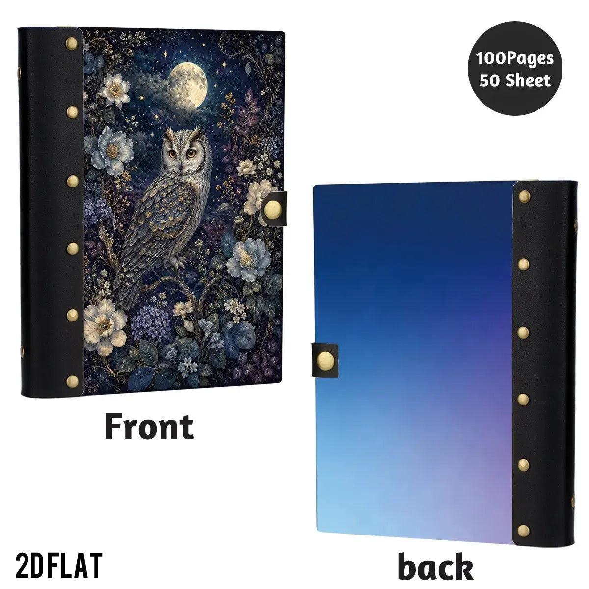 Full Moon Night Owl Peony Journal - gifts for owl lovers - MoonChildWorld