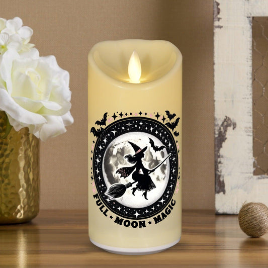 Full Moon Witch Flameless LED Candle-MoonChildWorld