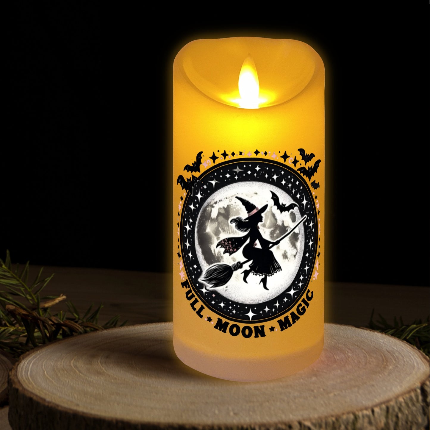 Full Moon Witch Flameless LED Candle-MoonChildWorld