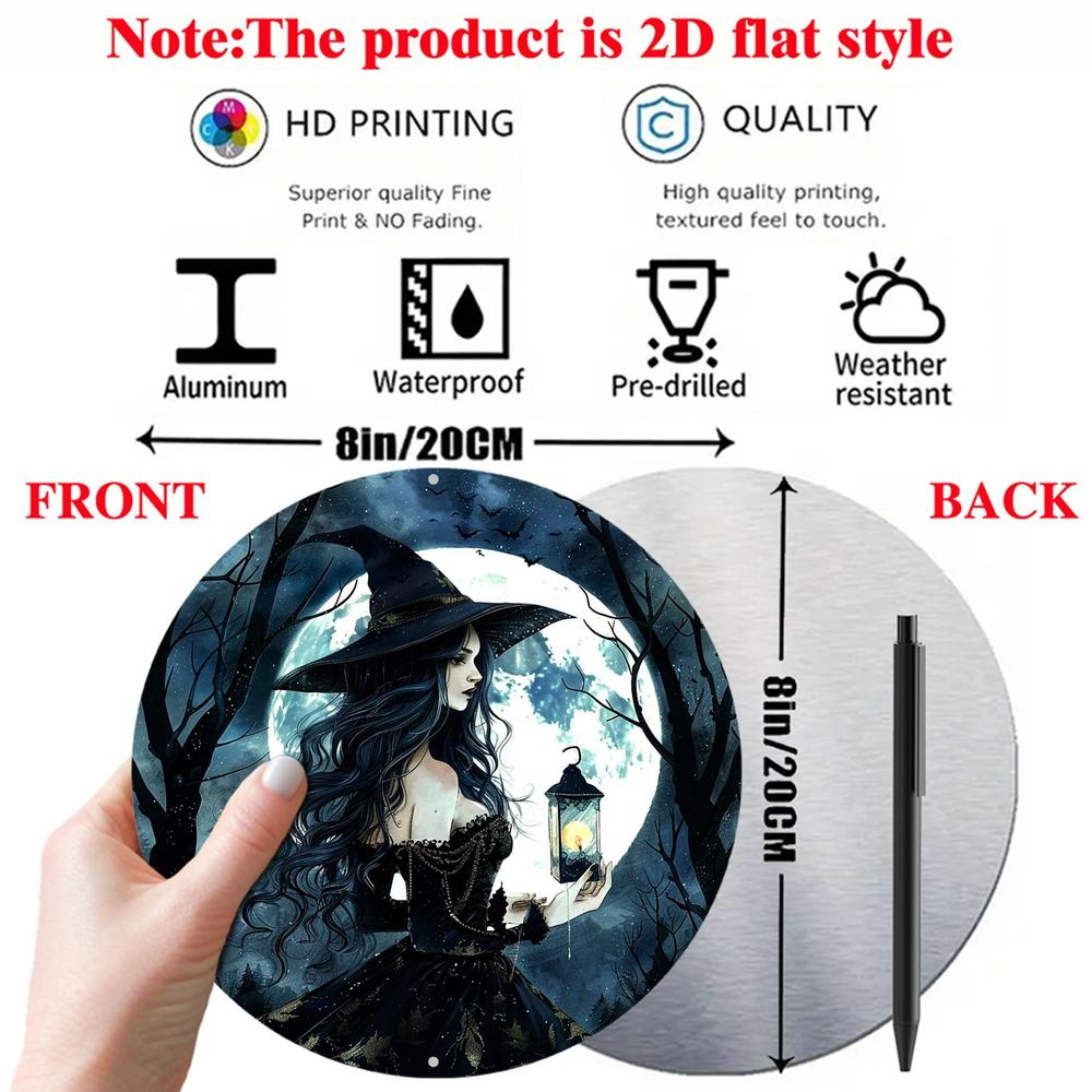 Full Moon Witch Metal Wall Plaque Halloween Decoration-MoonChildWorld