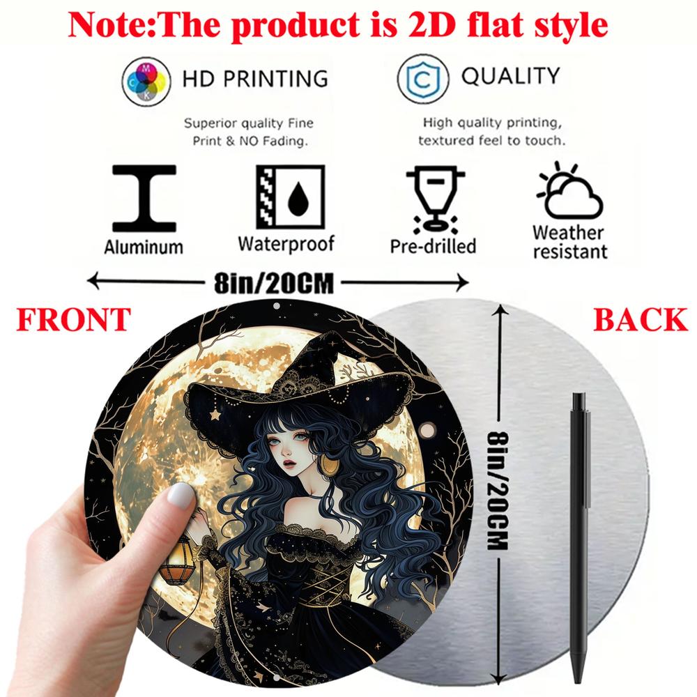 Full Moon Witch Wall Art Witchy Metal Sign Halloween Wall Decor-MoonChildWorld