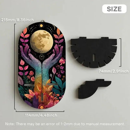 Full Moon Witchy Wall Shelf for Crystals & Candles – Wooden Mystical Floating Shelf Wicca Altar Decor-MoonChildWorld