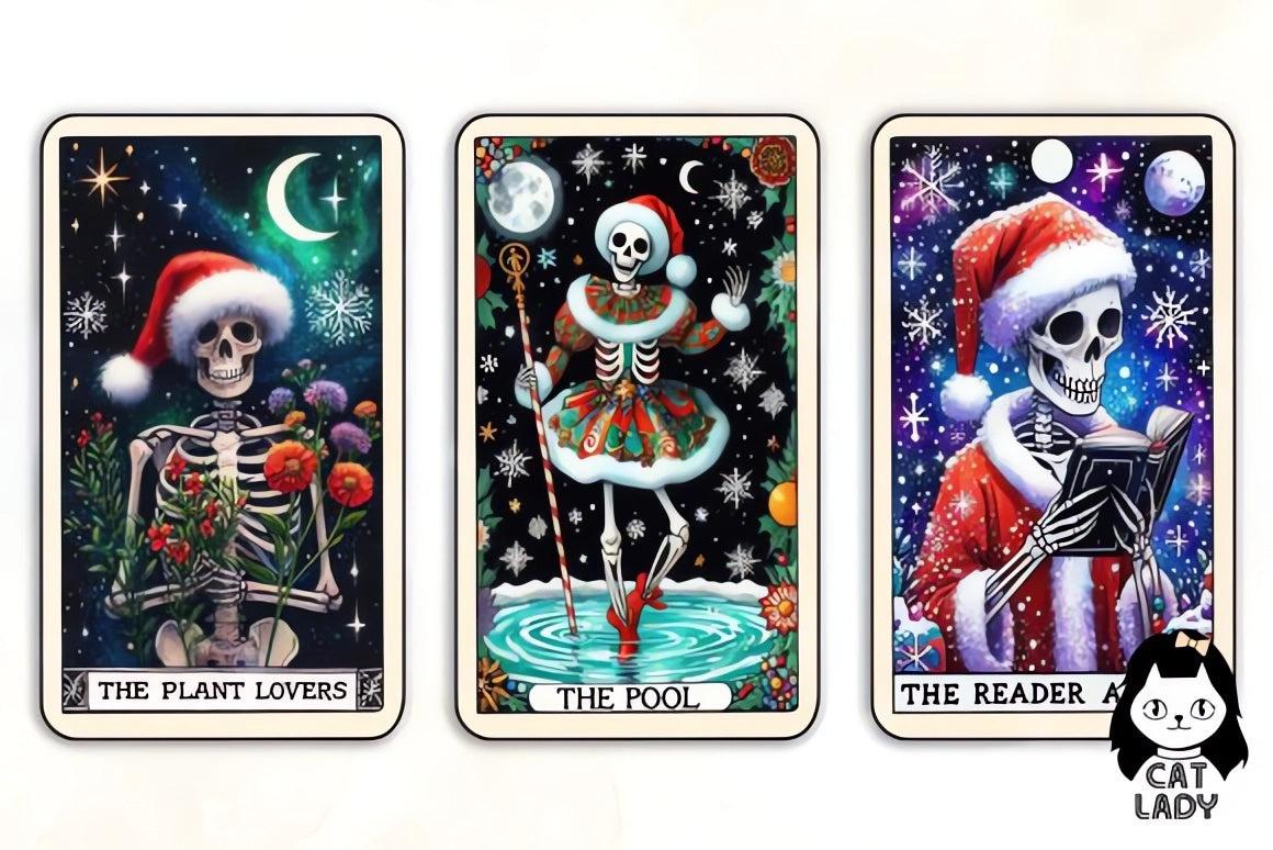 26 Funny Christmas Skeleton Tarot Clipart-MoonChildWorld