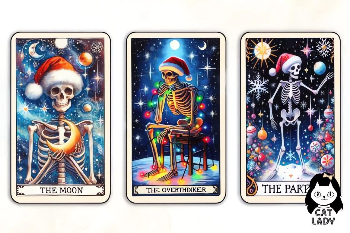 26 Funny Christmas Skeleton Tarot Clipart-MoonChildWorld