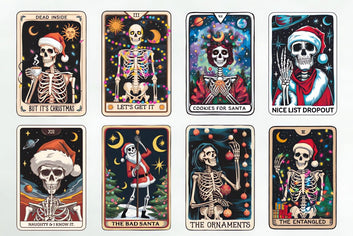 22 Funny Christmas Skeleton Tarot Clipart