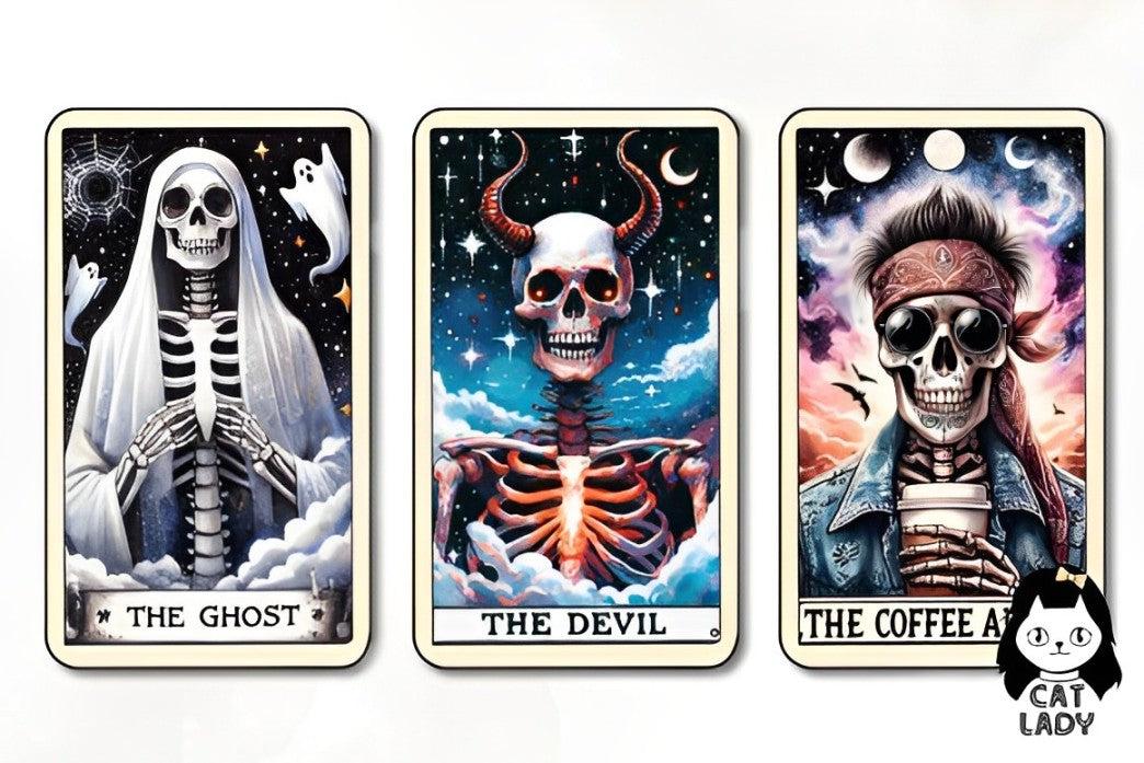 22 Funny Halloween Skeleton Tarot Cards Digital File-MoonChildWorld