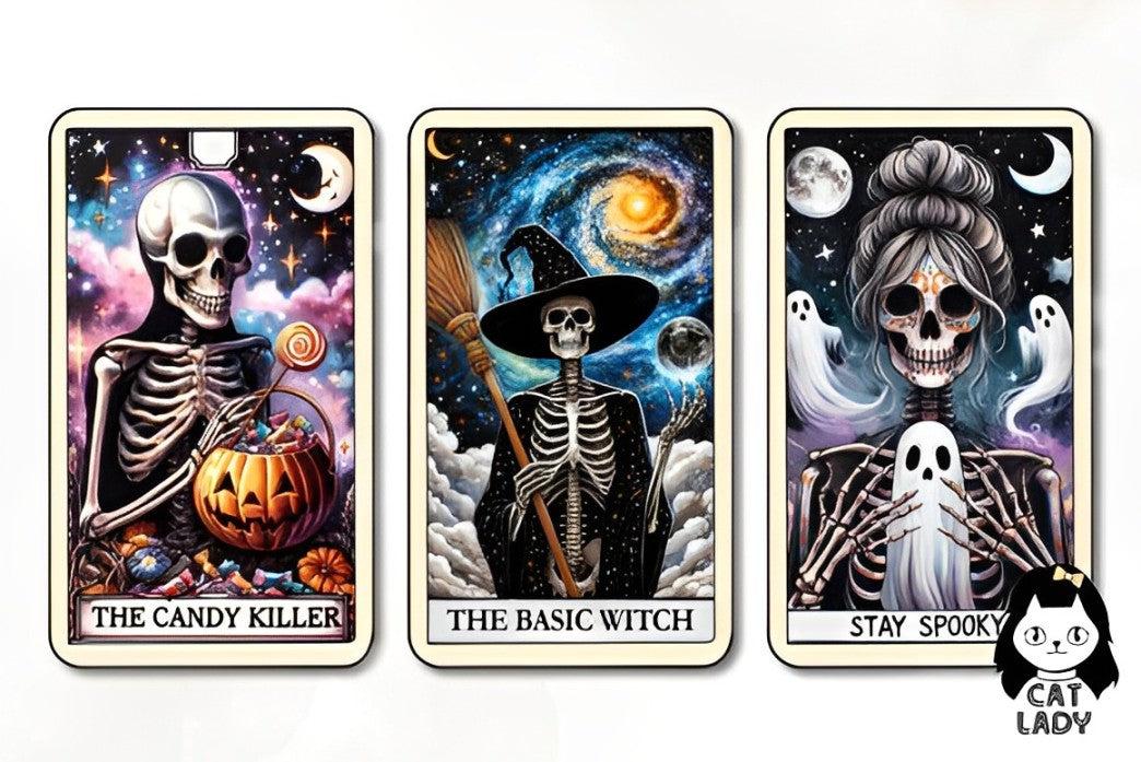 22 Funny Halloween Skeleton Tarot Cards Digital File-MoonChildWorld