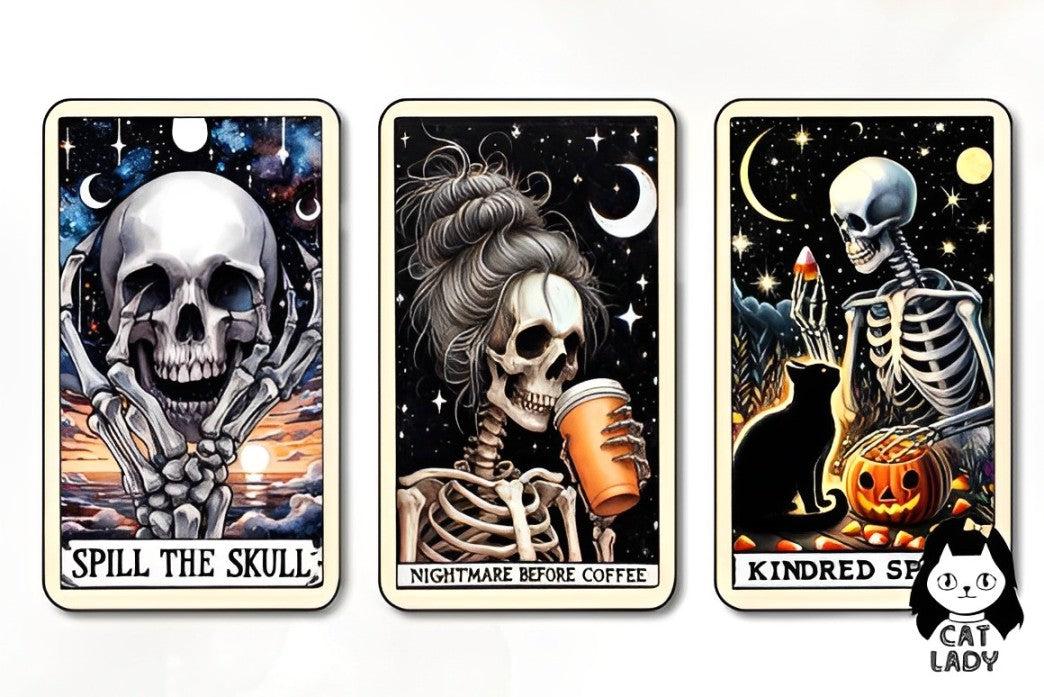 22 Funny Halloween Skeleton Tarot Cards Digital File-MoonChildWorld