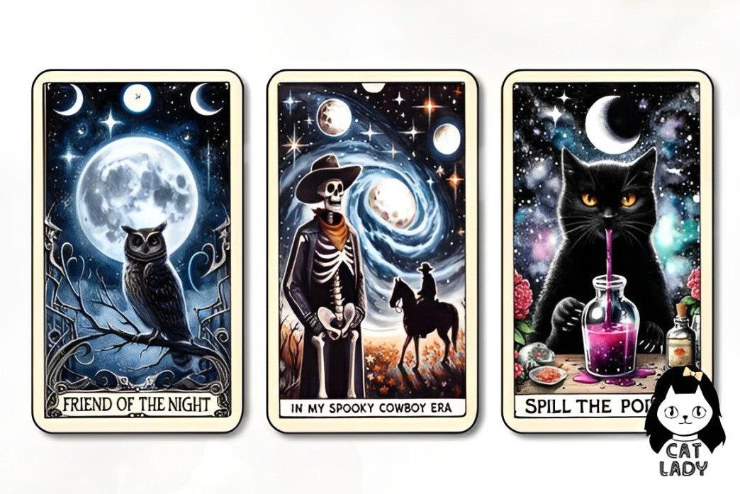 24 Funny Halloween Tarot Cards Digital File-MoonChildWorld