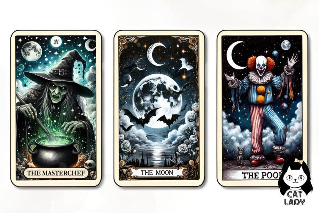 24 Funny Halloween Tarot Cards Digital File-MoonChildWorld