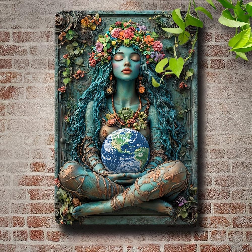 Gaia Goddess Earth Metal Sign Mother Earth Wall Art Mother Earth & Forest Theme Decor-MoonChildWorld