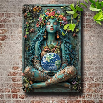 Gaia Goddess Earth Metal Sign Mother Earth Wall Art Mother Earth & Forest Theme Decor-MoonChildWorld